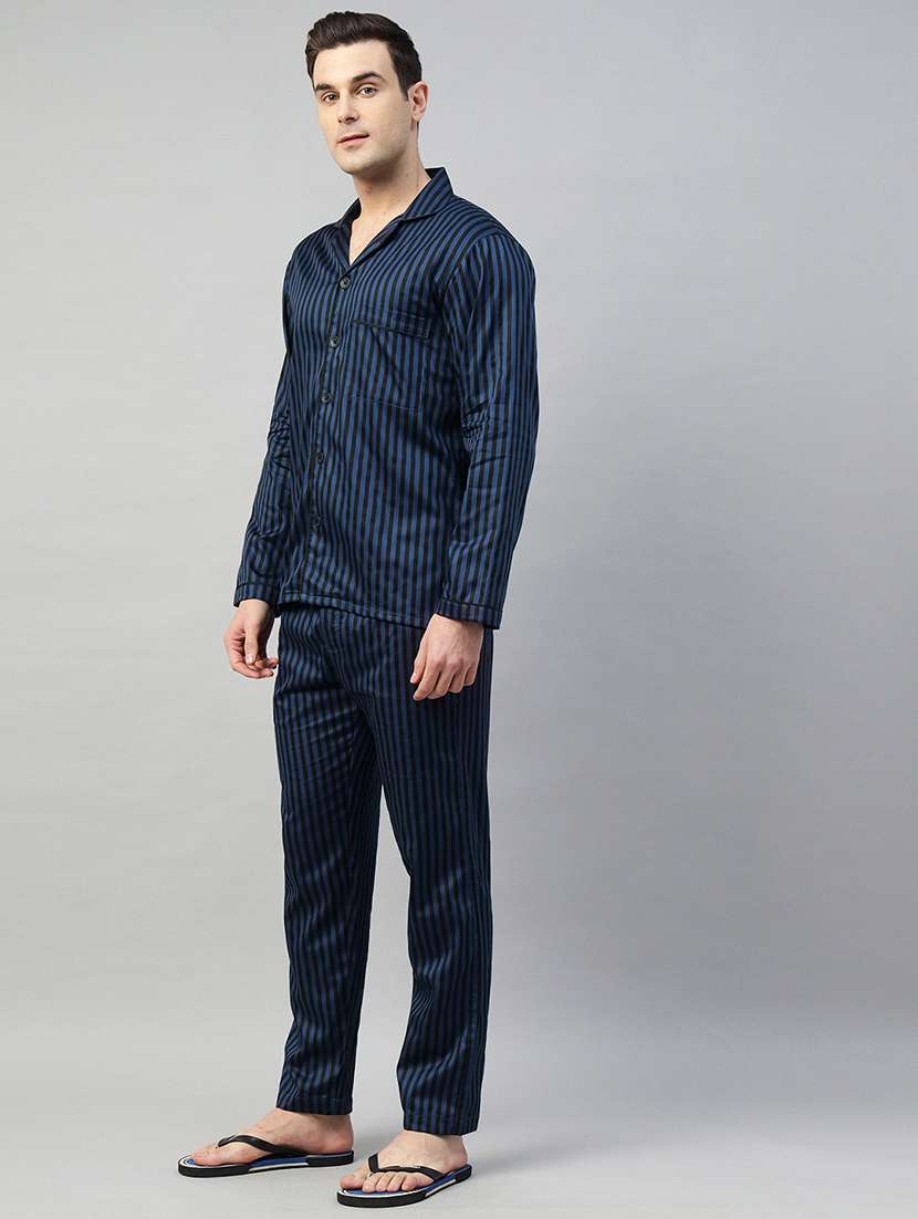 men striped long sleeve sleepwear set - 22069570 - Standard Image - 2