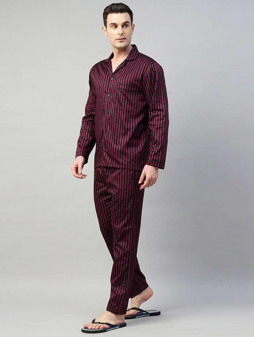 men striped long sleeve sleepwear set - 22069571 -  Standard Image - 2