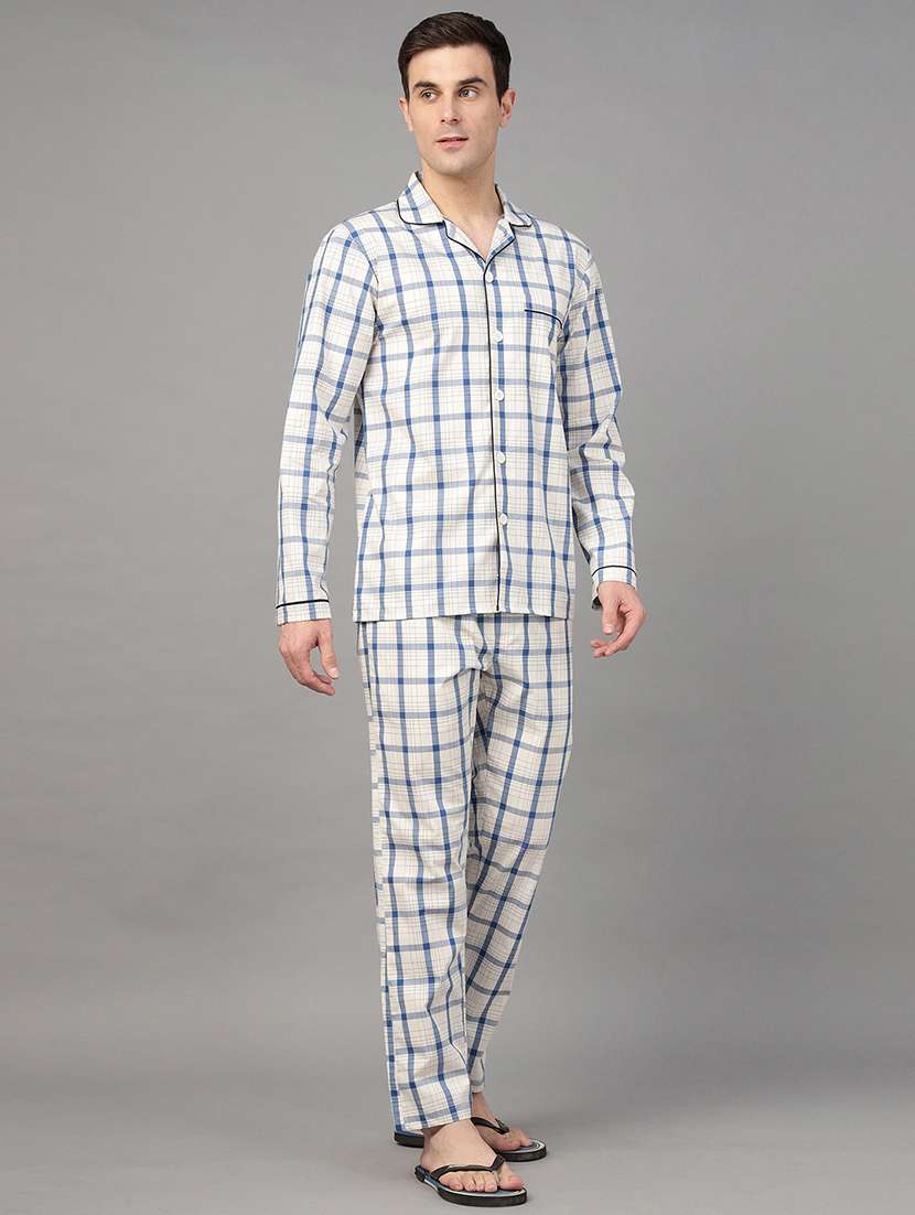 men checkered long sleeve sleepwear set - 22069573 -  Standard Image - 2