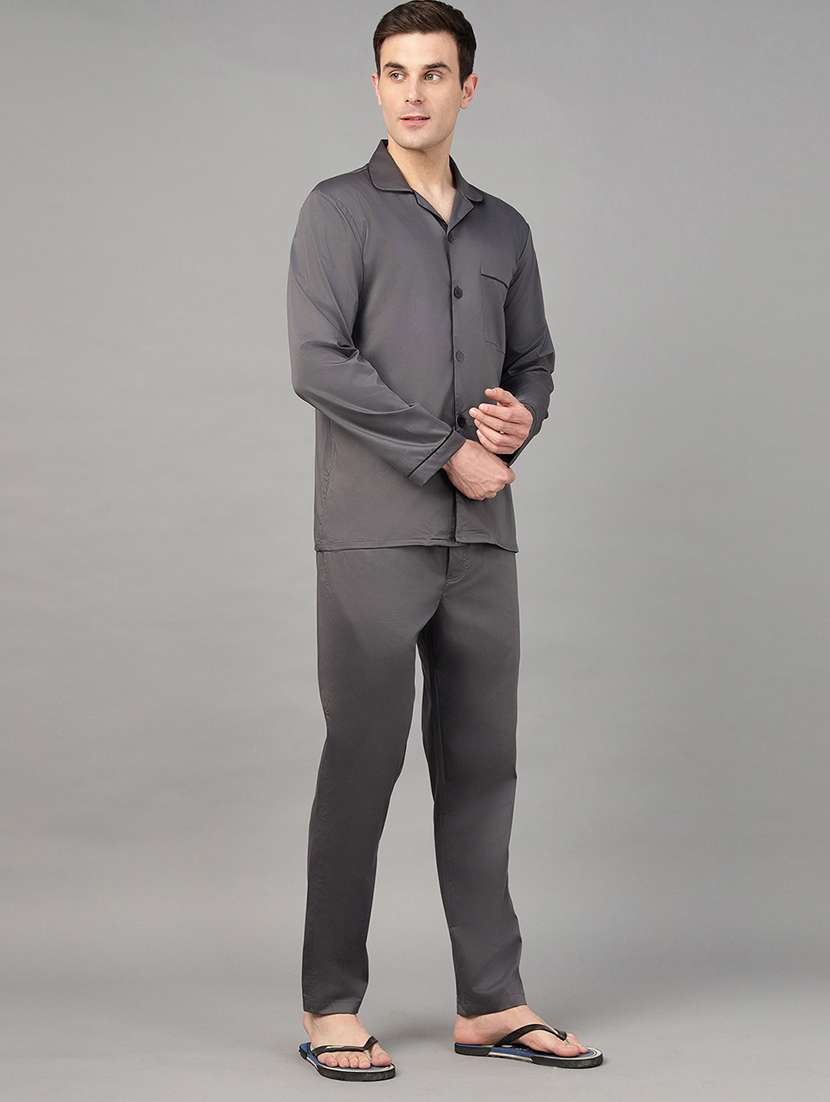 men solid long sleeve sleepwear set - 22069574 -  Standard Image - 2