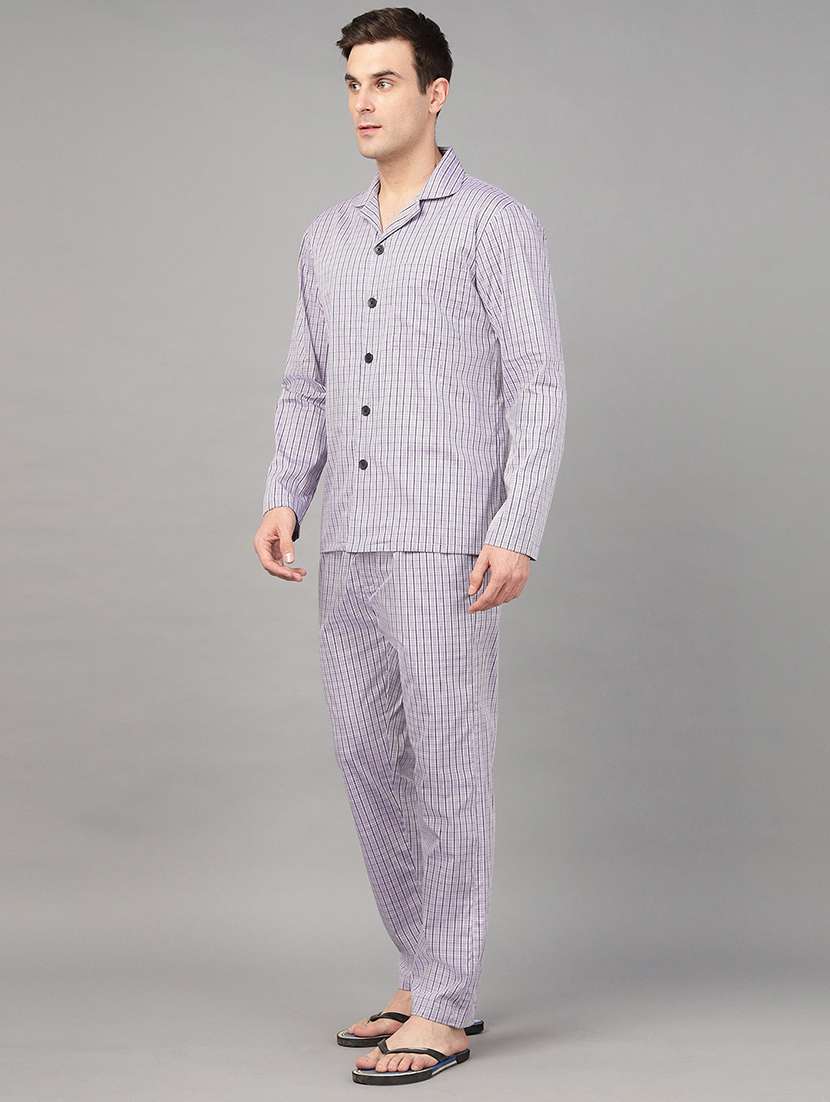 men checkered long sleeve sleepwear set - 22069576 - Standard Image - 2