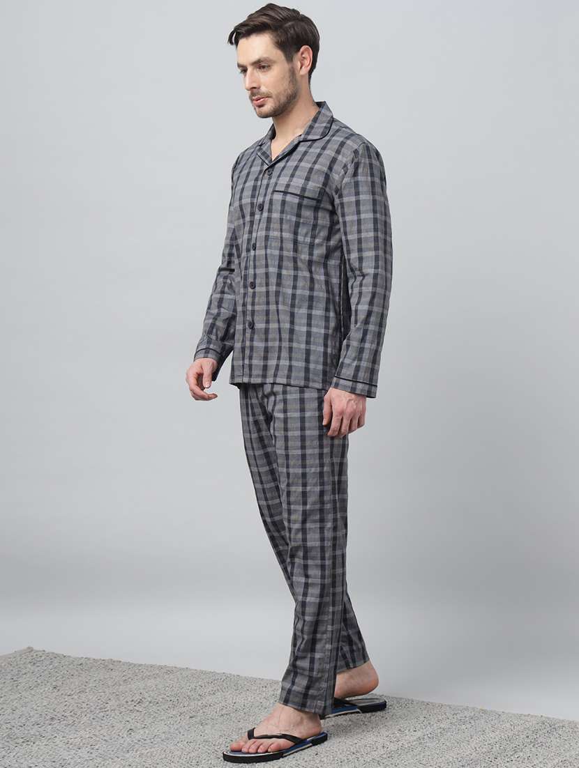 men checkered long sleeve sleepwear set - 22069578 -  Standard Image - 2