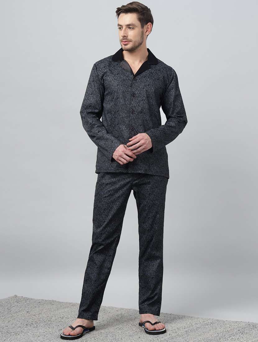 men printed long sleeve sleepwear set - 22069579 -  Standard Image - 2