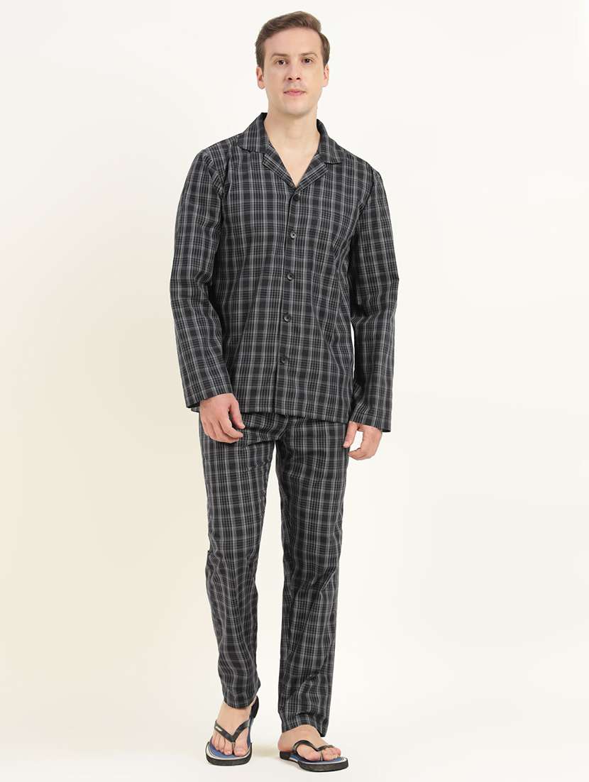men checkered long sleeve sleepwear set - 22069582 - Standard Image - 2
