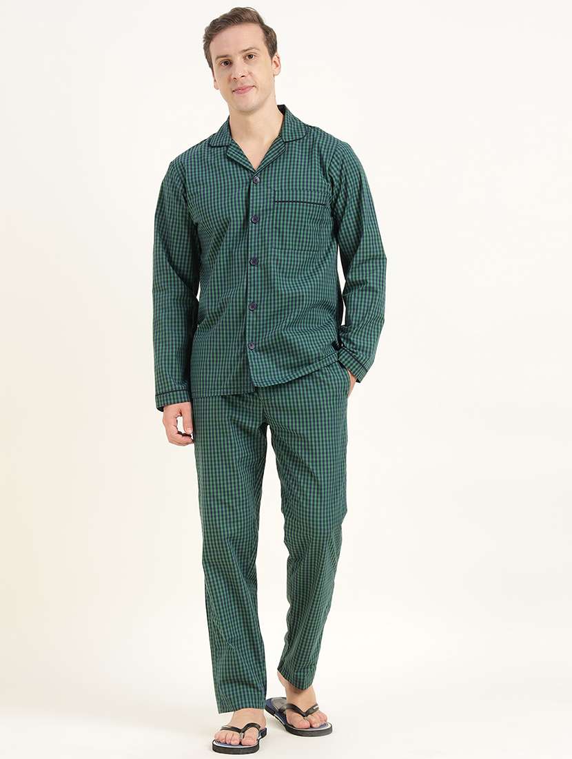 men checkered long sleeve sleepwear set - 22069584 - Standard Image - 2