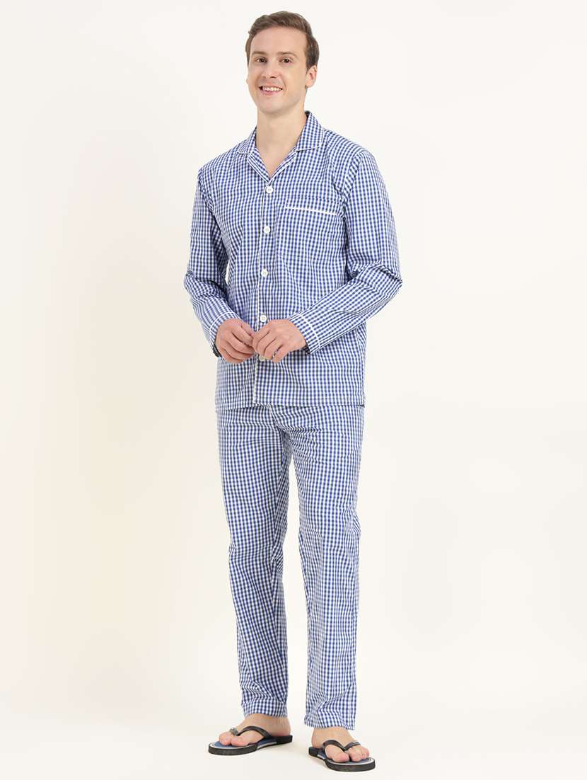 men checkered long sleeve sleepwear set - 22069585 - Standard Image - 2