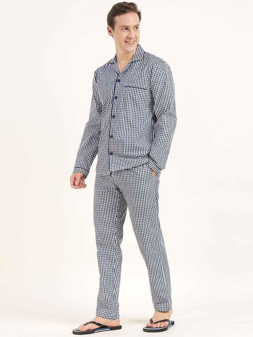 men checkered long sleeve sleepwear set - 22069586 - Standard Image - 2