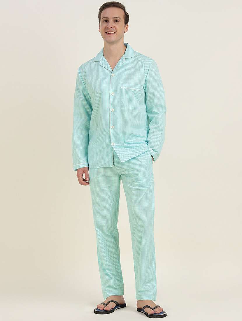 men checkered long sleeve sleepwear set - 22069588 - Standard Image - 2