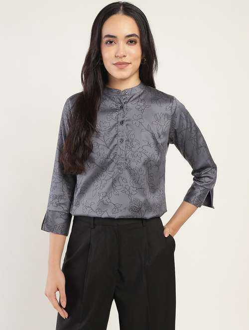 women solid three quarter sleeve top - 22069611 - Standard Image - 0
