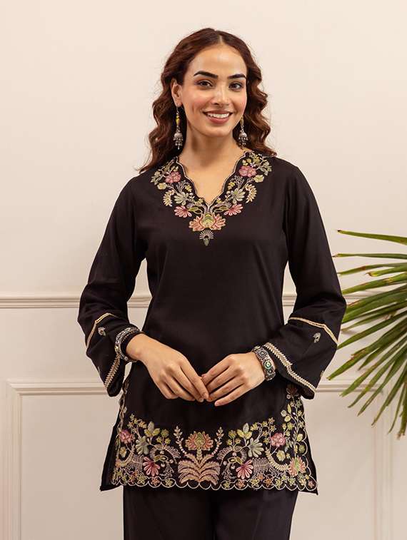 women embroidered long sleeve ethnic co-ord set - 22069622 - Standard Image - 2