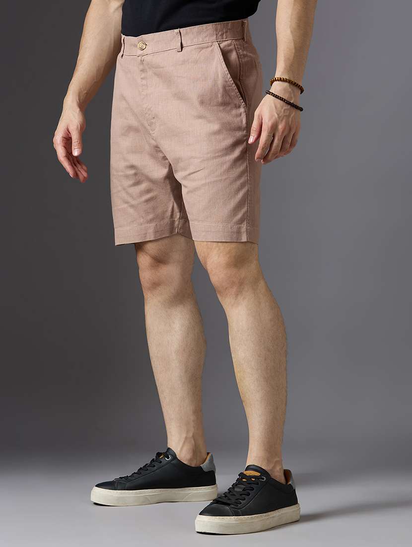 men solid mid rise regular fit shorts - 22069677 - Standard Image - 2