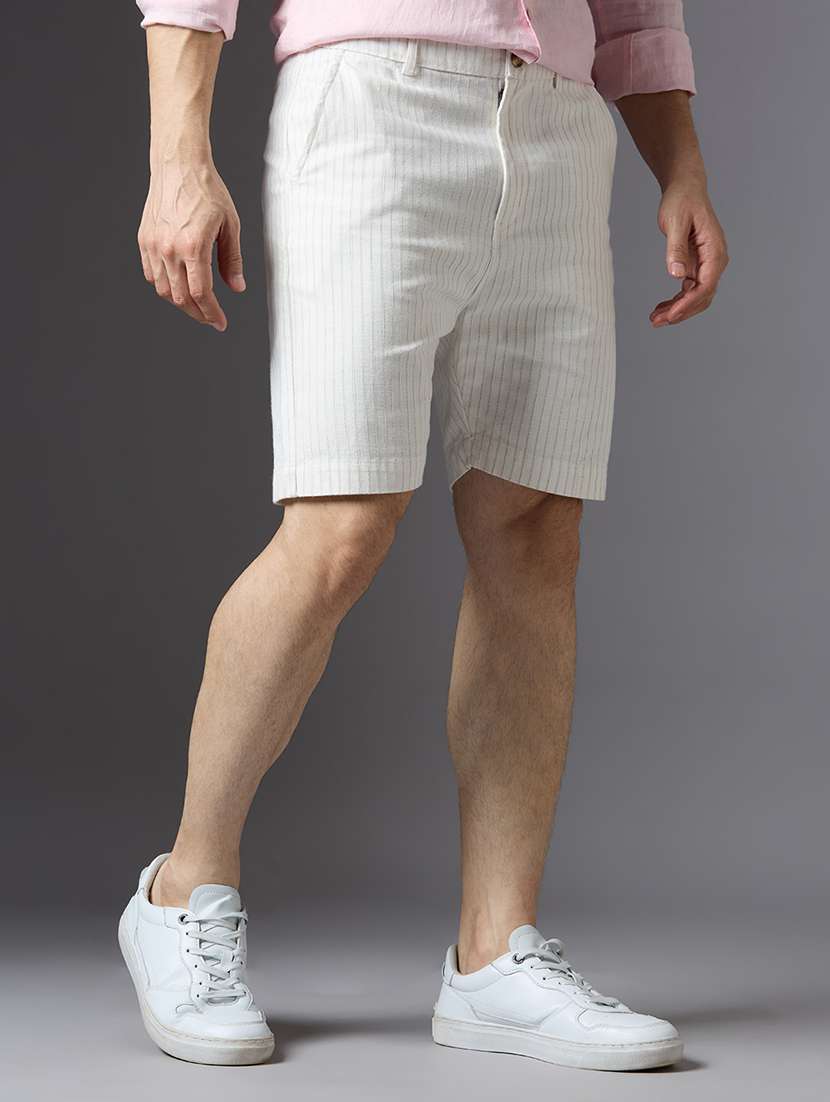 men striped mid rise regular fit shorts - 22069689 - Standard Image - 2