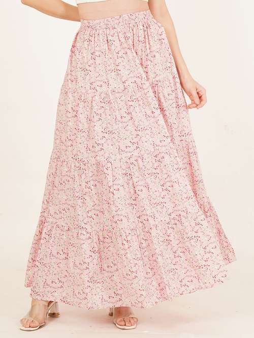 womenfloral print high rise tiered skirt - 22069698 -  Standard Image - 0
