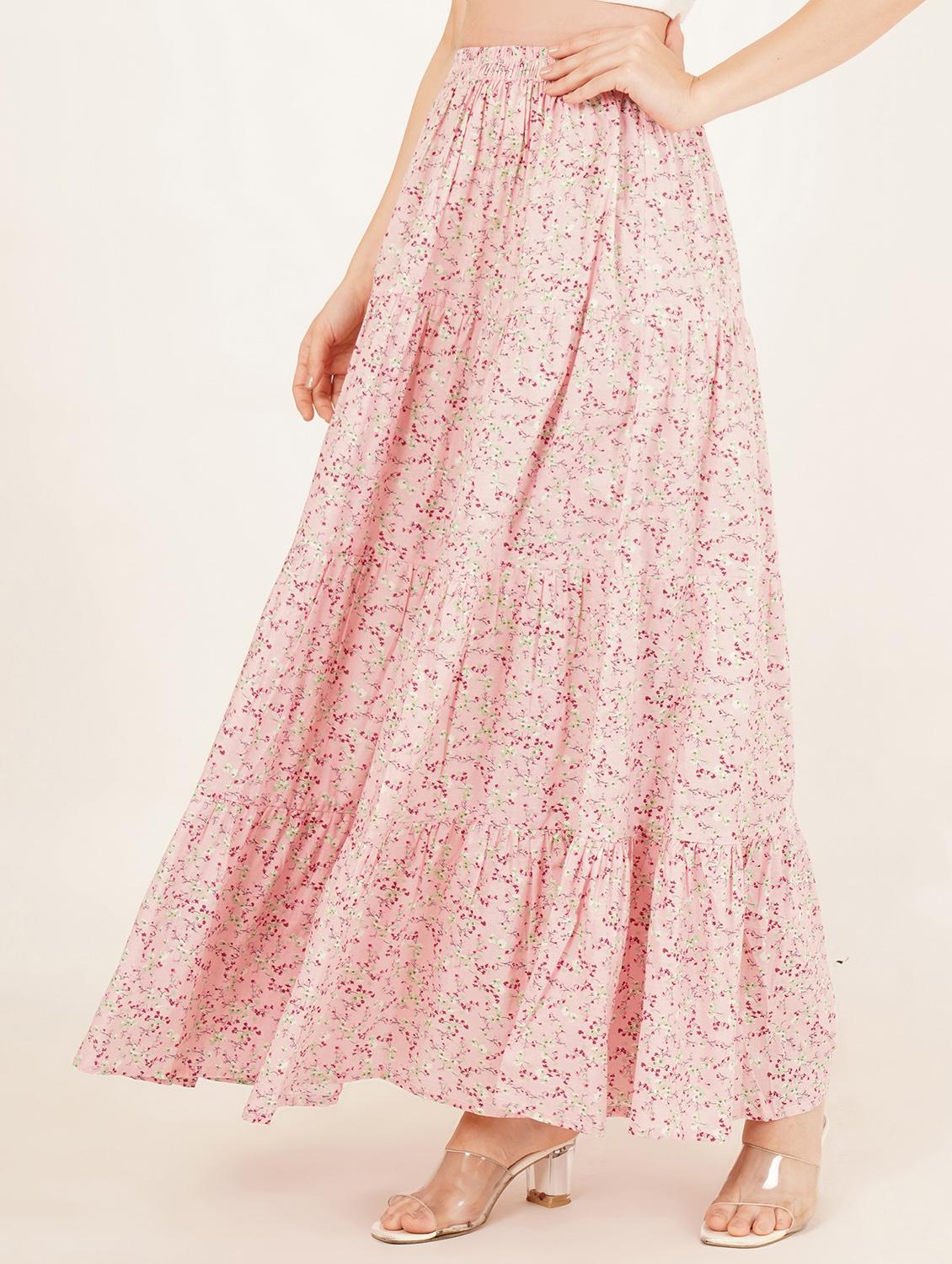 womenfloral print high rise tiered skirt - 22069698 - Standard Image - 2