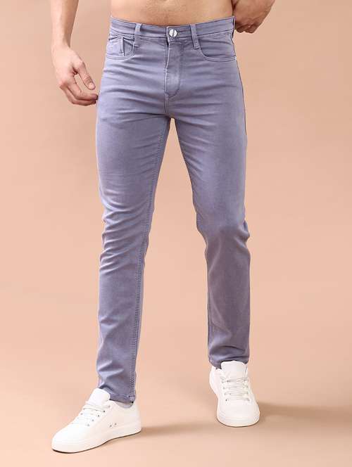 men plain mid rise full length slim fit jeans - 22069807 -  Standard Image - 0