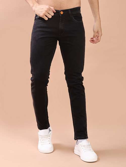 men plain mid rise full length slim fit jeans - 22069858 -  Standard Image - 0