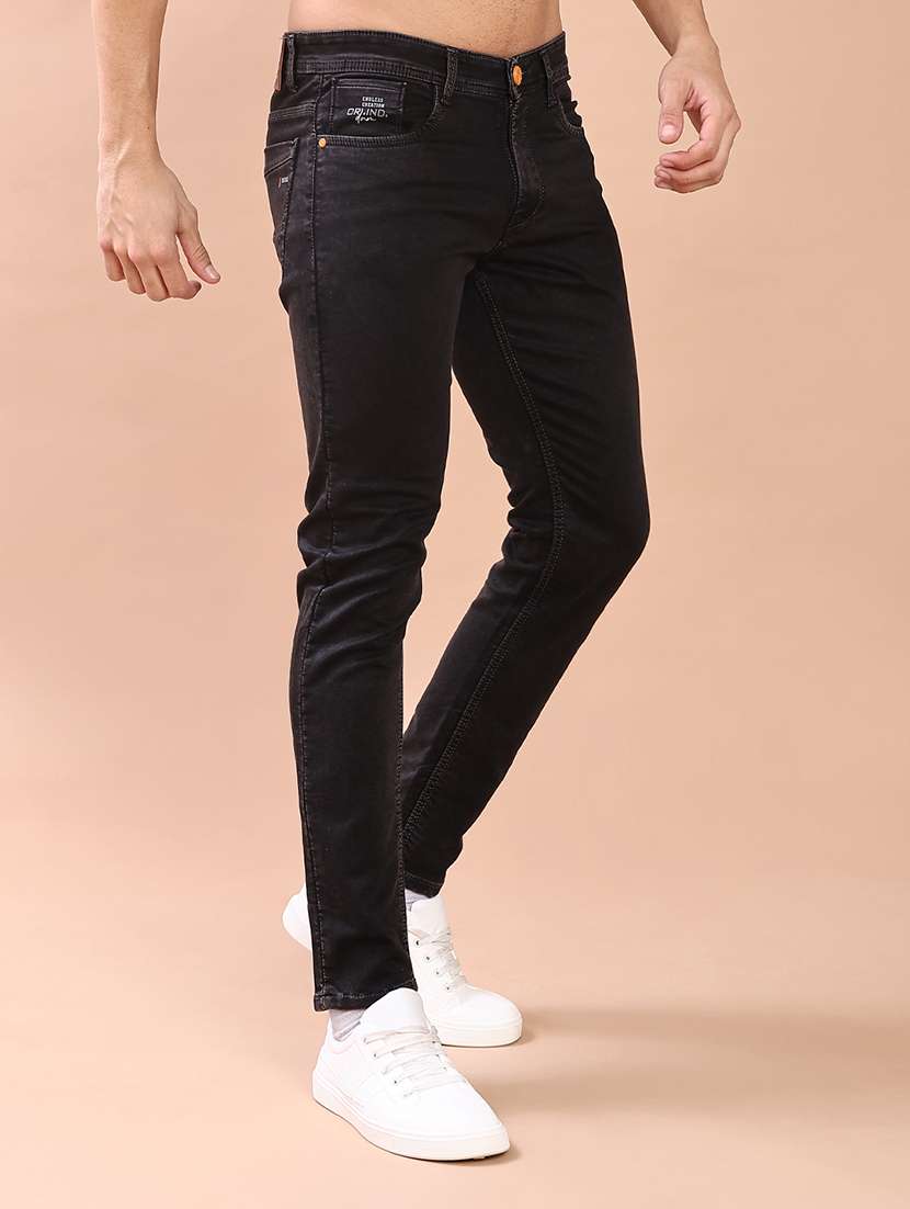 men plain mid rise full length slim fit jeans - 22069858 -  Standard Image - 2