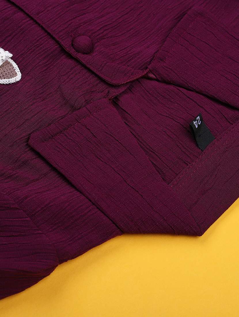 girls solid with work puff sleeve top - 22070108 -  Standard Image - 2