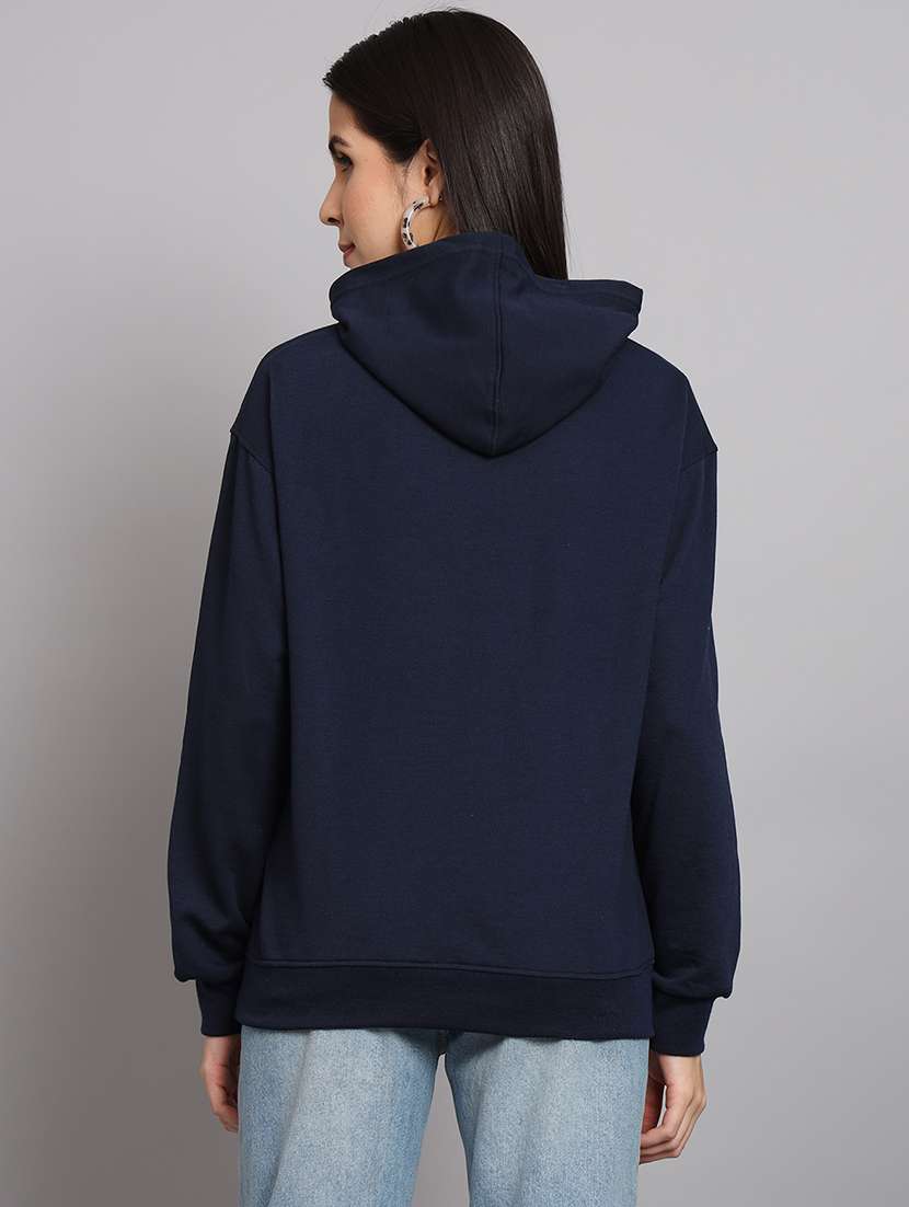 women solid long sleeve hooded sweatshirt - 22070265 -  Standard Image - 2