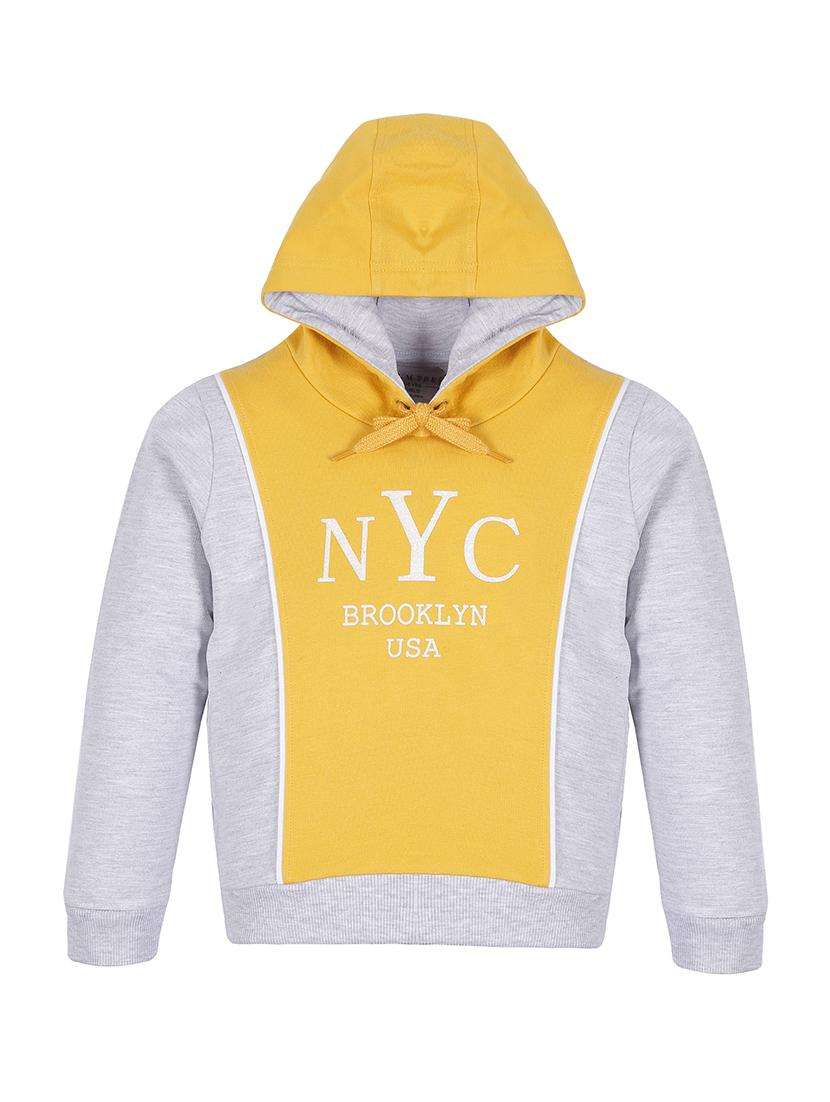 boys color blocked long sleeve hooded sweatshirt