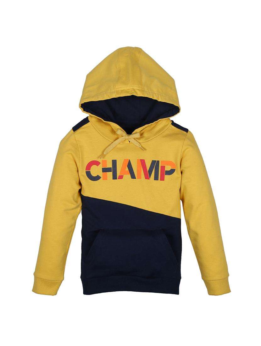 boys color blocked long sleeve hooded sweatshirt