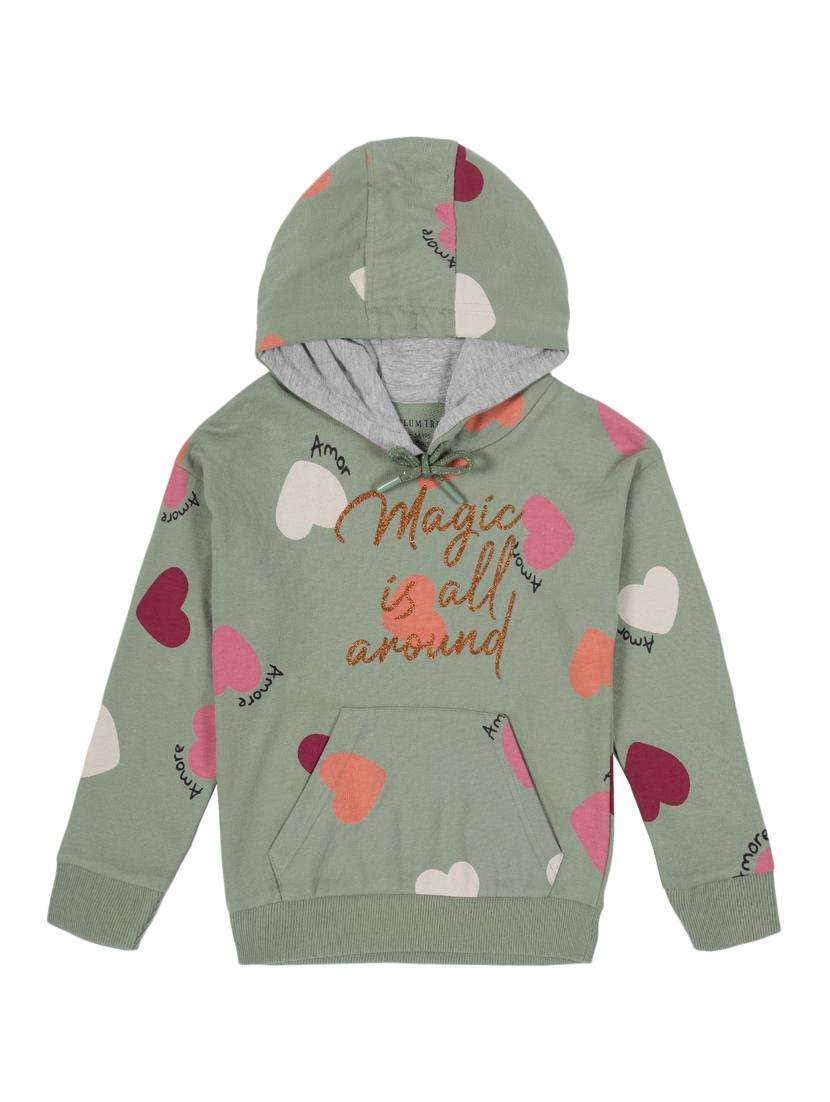 boys printed long sleeve hooded sweatshirt