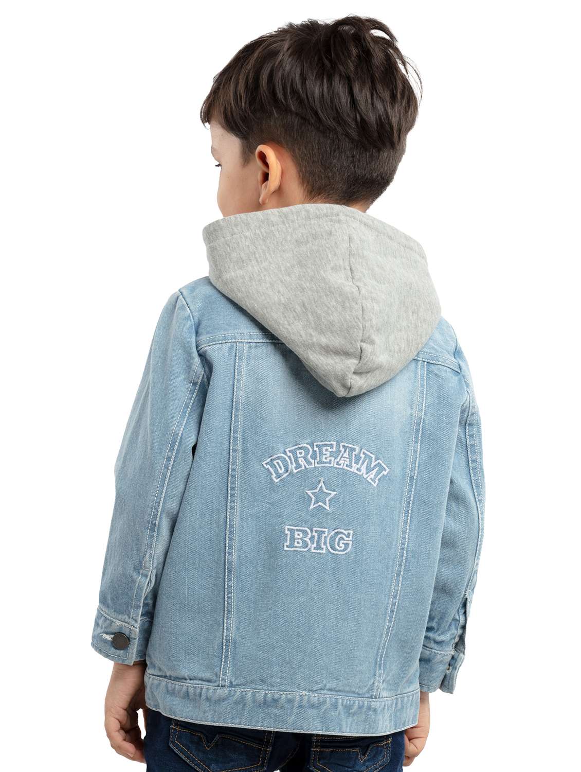 boys solid long sleeve hooded denim jacket - 22070610 -  Standard Image - 2