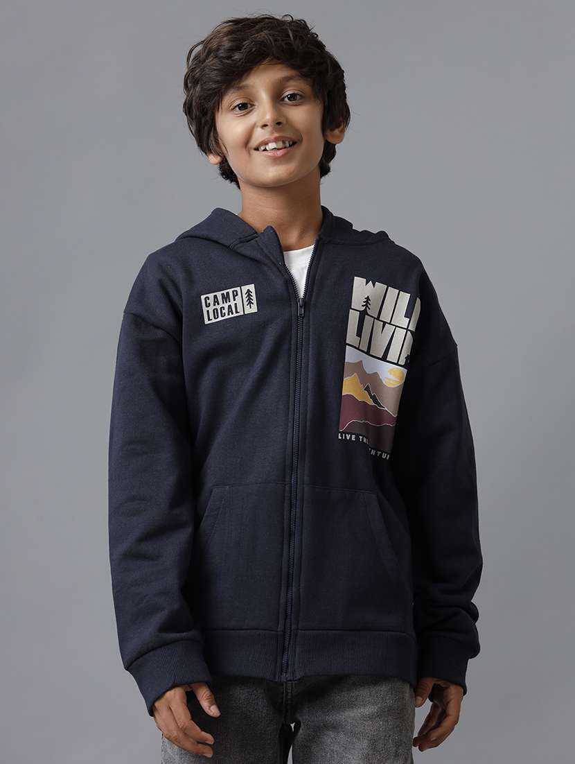 boys printed long sleeve hooded jacket - 22070631 -  Standard Image - 2