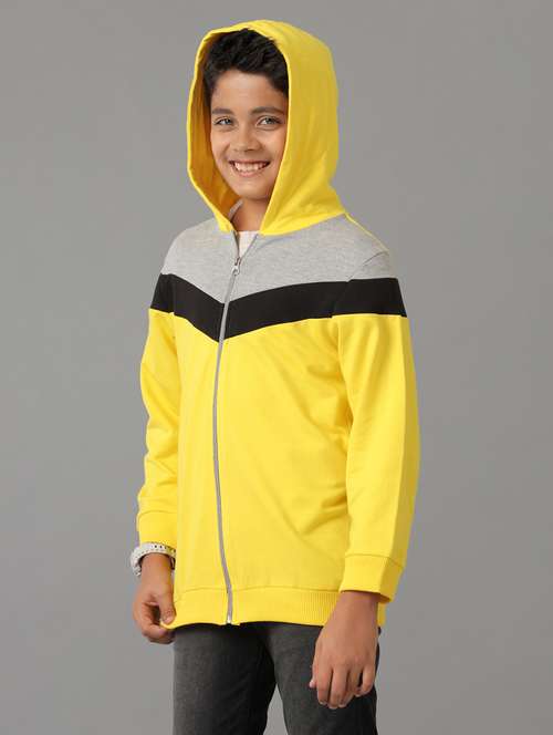 boys color blocked long sleeve hooded quilted jacket  - 22070632 -  Standard Image - 0