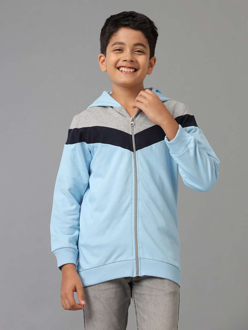 boys color blocked long sleeve hooded quilted jacket 