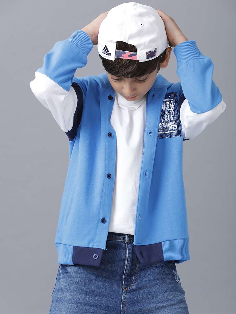 boys color blocked long sleeve hooded jacket