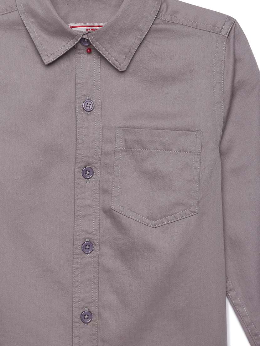 boys solid collared long sleeve shirt - 22070697 -  Standard Image - 2