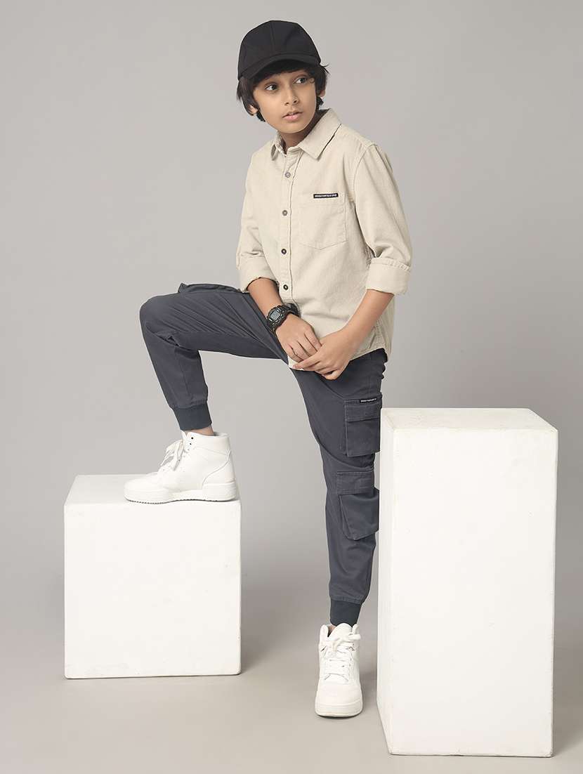 boys solid collared long sleeve shirt - 22070734 -  Standard Image - 2