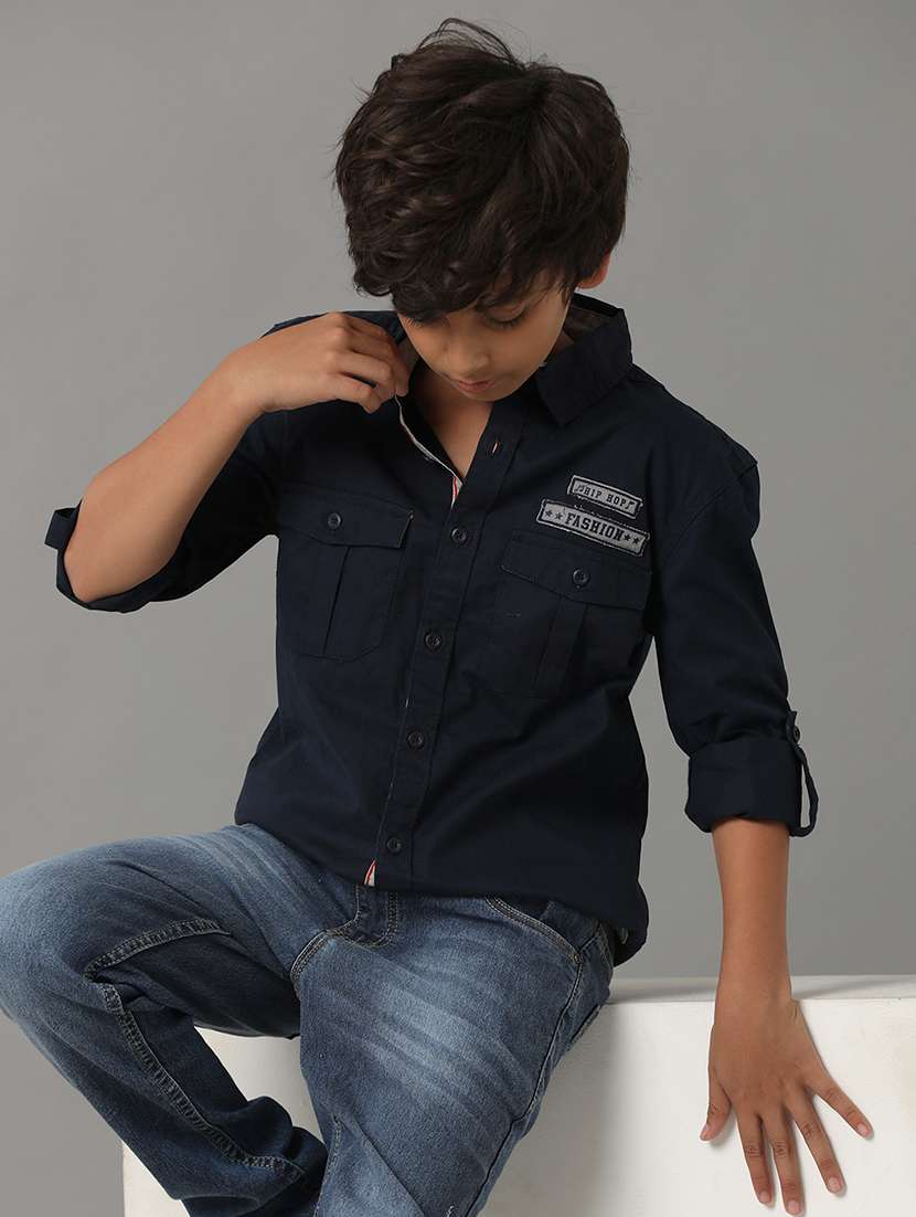 boy collared long sleeve regular fit shirt - 22070738 -  Standard Image - 2