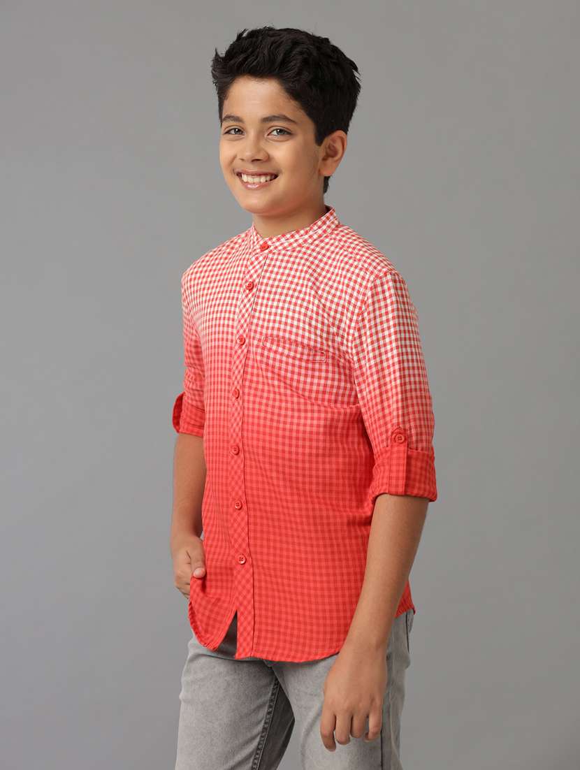 boy mandarin collared long sleeve regular fit shirt - 22070741 -  Standard Image - 2