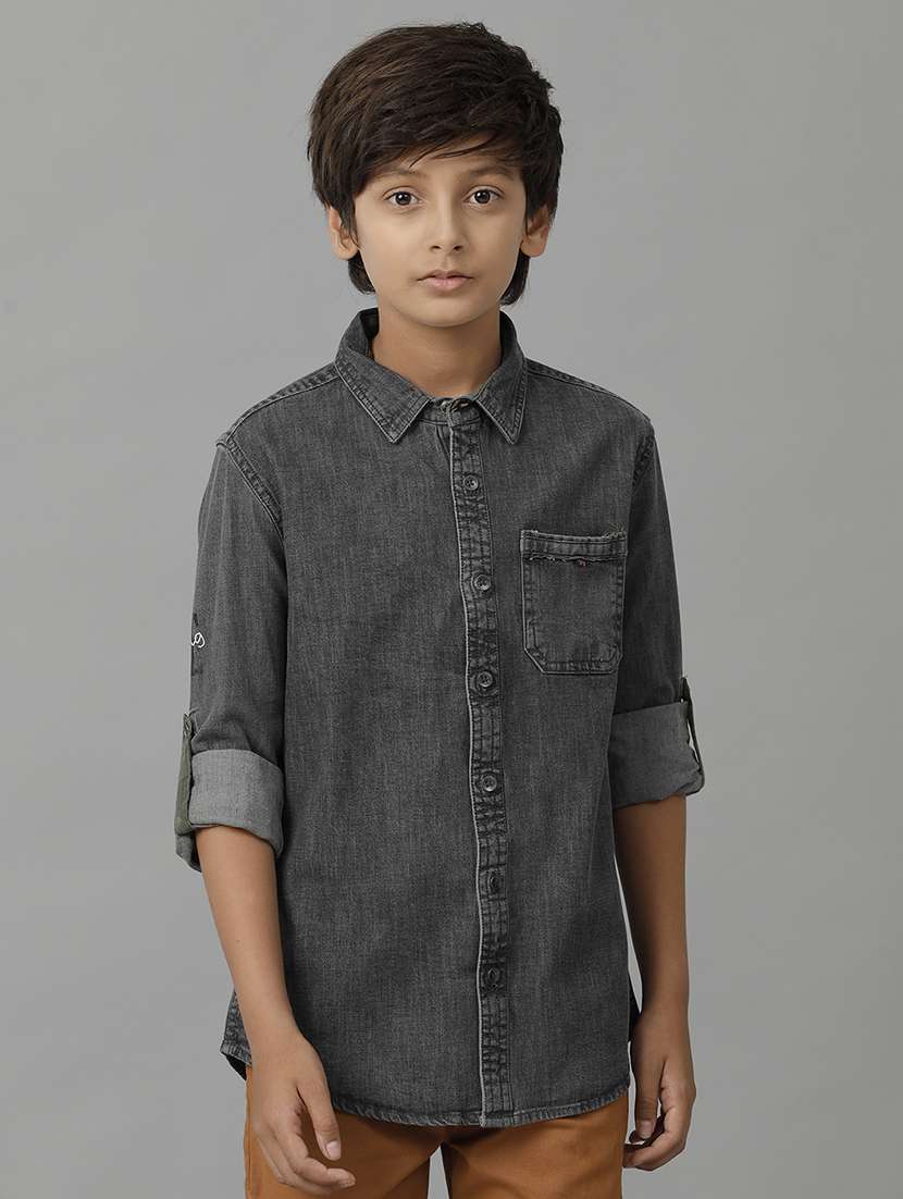 boy collared long sleeve regular fit shirt
