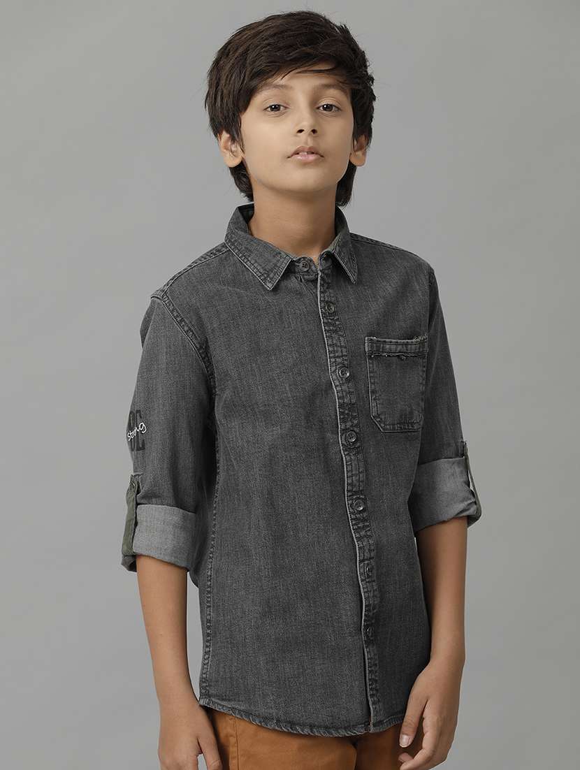 boy collared long sleeve regular fit shirt - 22070752 - Standard Image - 2