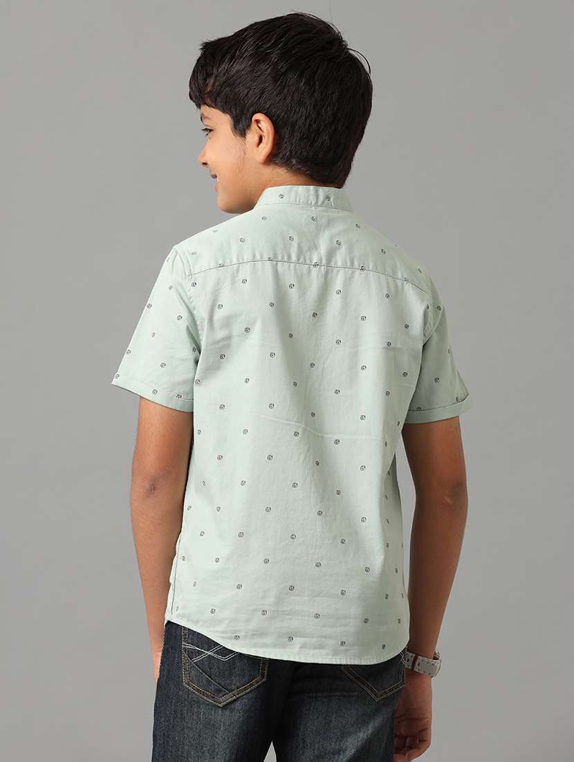 boy mandarin collared short sleeve regular fit shirt - 22070757 -  Standard Image - 2