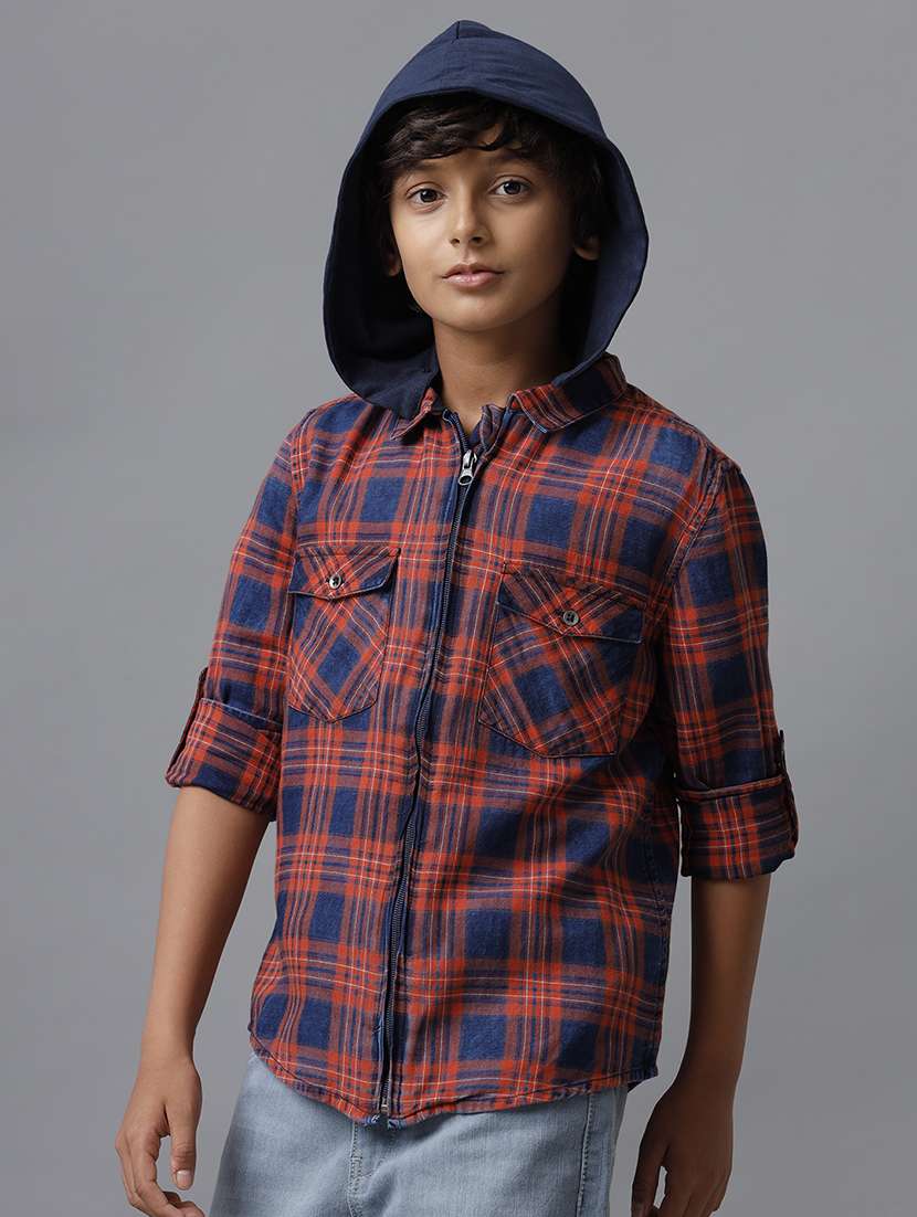 boy hooded long sleeve regular fit shirt