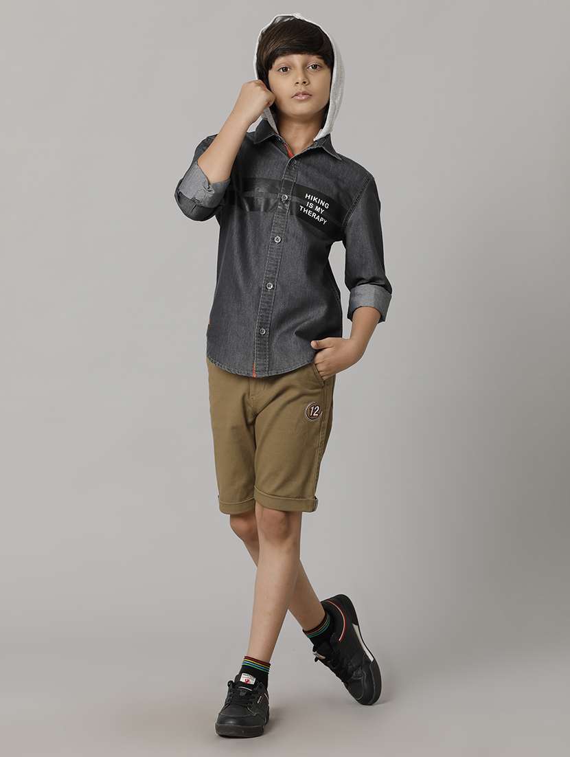 boy hooded long sleeve regular fit shirt - 22070778 - Standard Image - 2