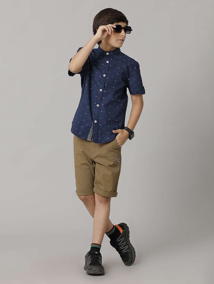 boy mandarin collared short sleeve regular fit shirt - 22070781 -  Standard Image - 2