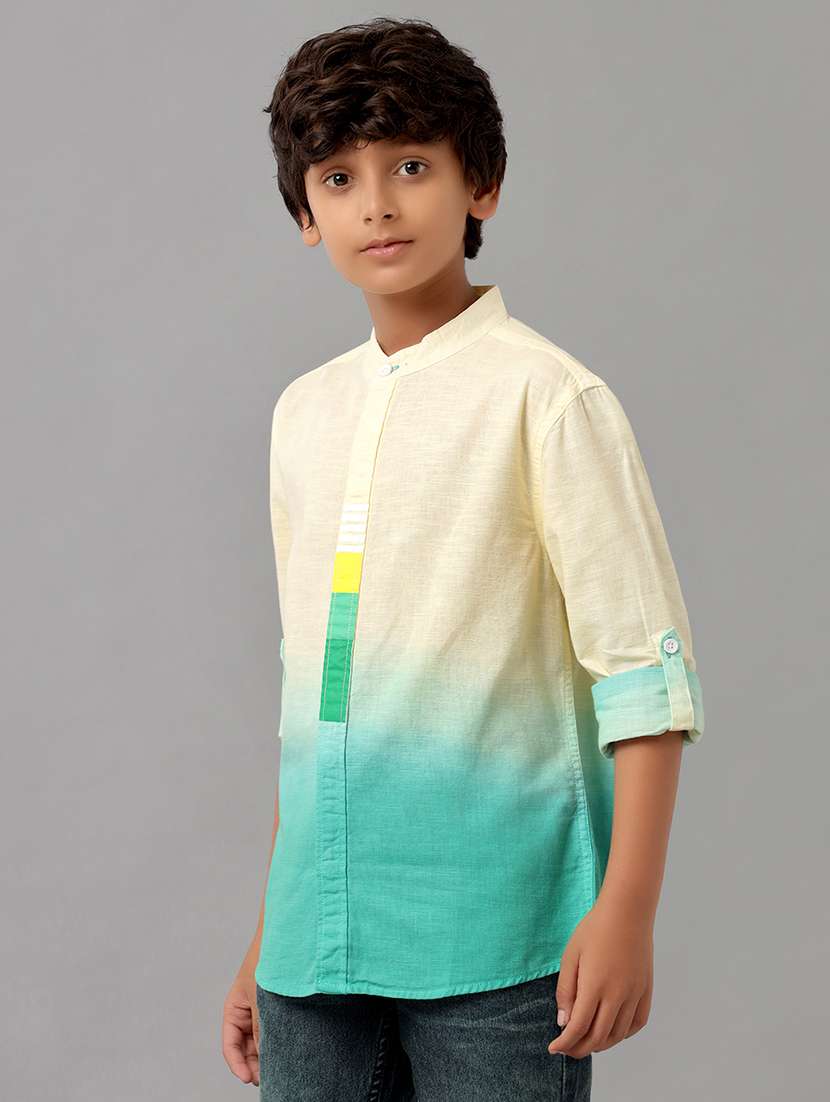 boys mandarin collar long sleeve regular fit shirt - 22070785 -  Standard Image - 2