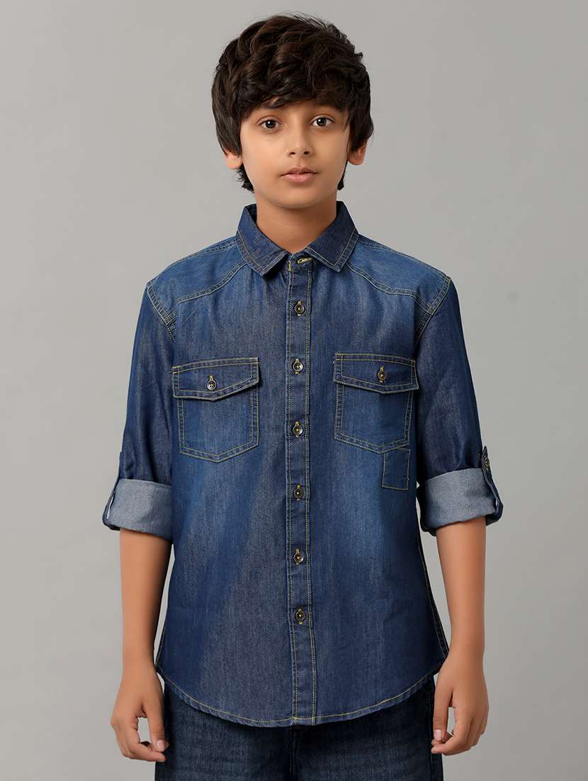 boys collared long sleeve regular fit shirt