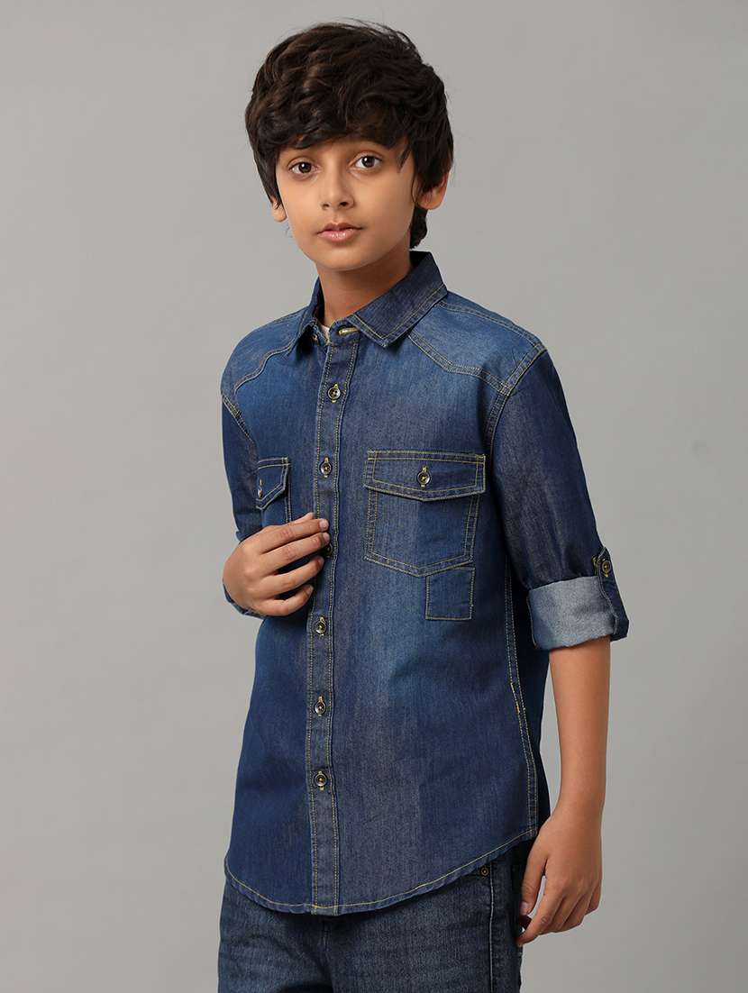 boys collared long sleeve regular fit shirt - 22070786 - Standard Image - 2