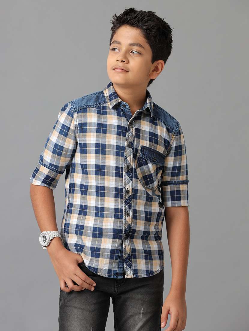 boys collared long sleeve regular fit shirt