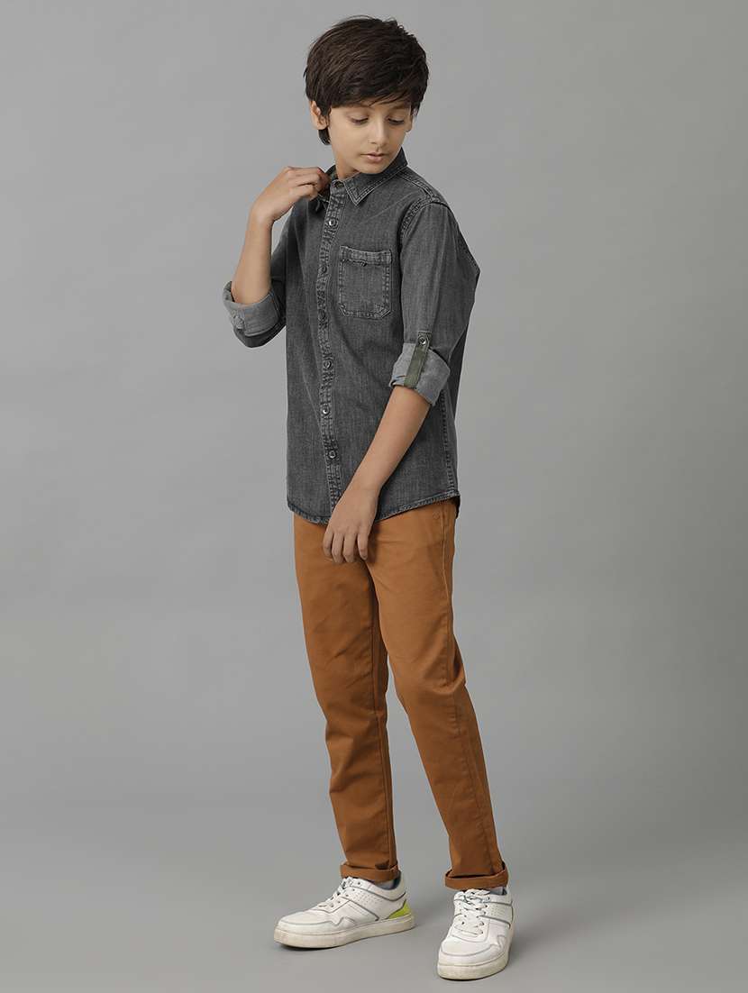 boys collared long sleeve regular fit shirt - 22070826 - Standard Image - 2