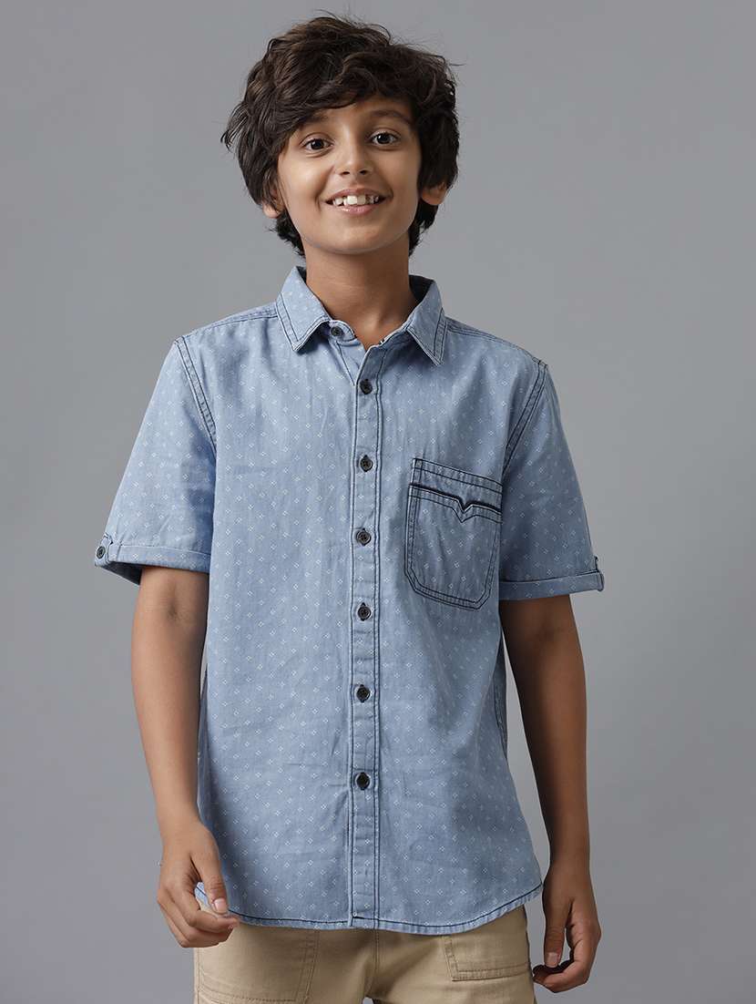 boys collared short sleeve regular fit shirt
