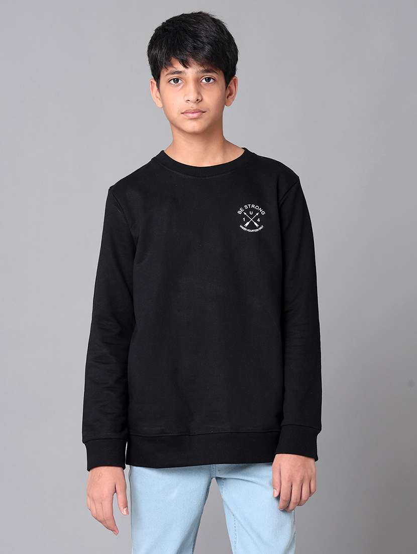 boys solid round neck long sleeve sweatshirt - 22070887 - Standard Image - 2