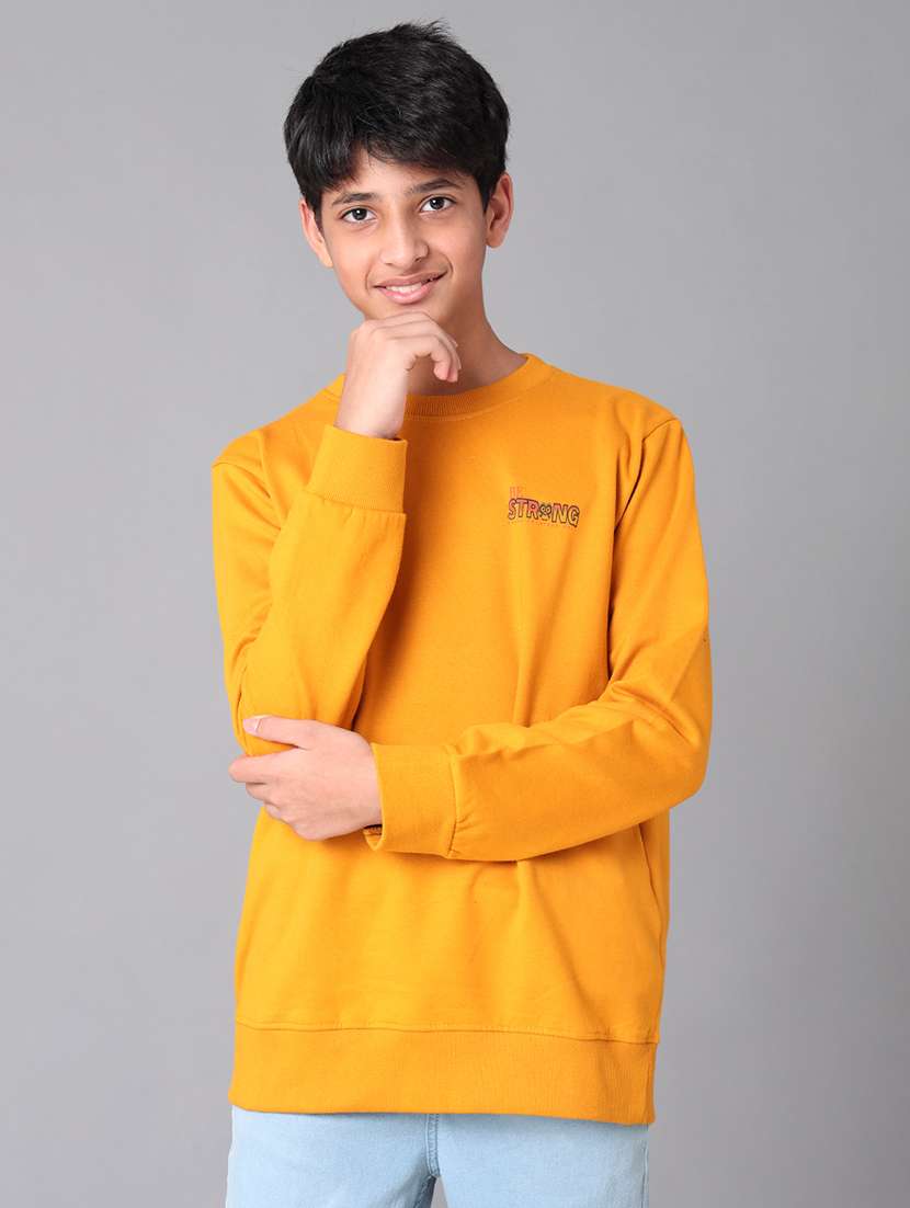 boys solid round neck long sleeve sweatshirt