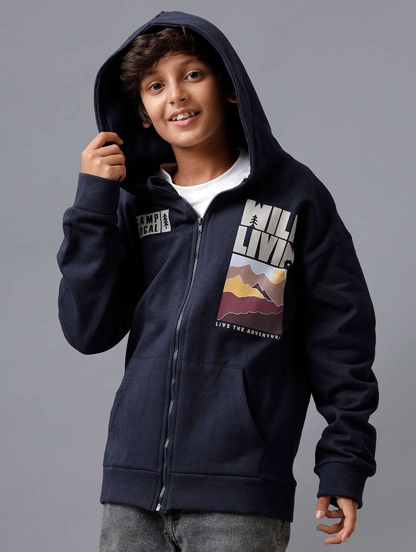 boys printed hooded long sleeve sweatshirt